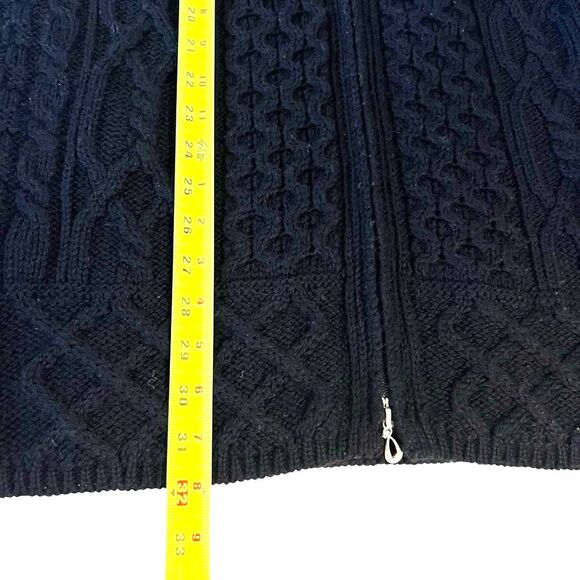 Aran Crafts Womens 100% Merino Wool Hooded Cable Knit Cardigan Sweater Full Zip - Picture 7 of 10